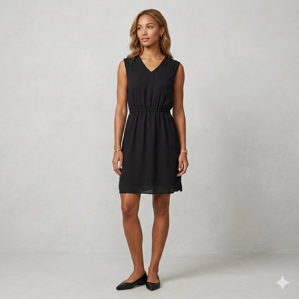 Allen Solly Women's Black Sleeveless Midi Dress Size M - Elegant Casual Summer